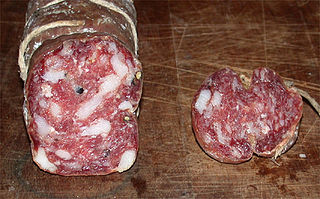 <i>Salame genovese di SantOlcese</i> Salami of pork and beef from Genoa