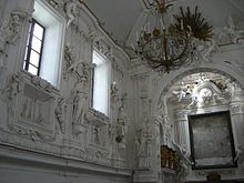 Interior of the Oratory of Saint Lawrence where the painting hung Oratorio di San Lorenzo.JPG