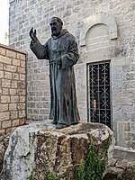 Statue of Padre Pio at the Chiesa del Crocifisso, in Giovinazzo, Italy