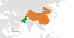 Mappa che indica l'ubicazione di Pakistan e Cina