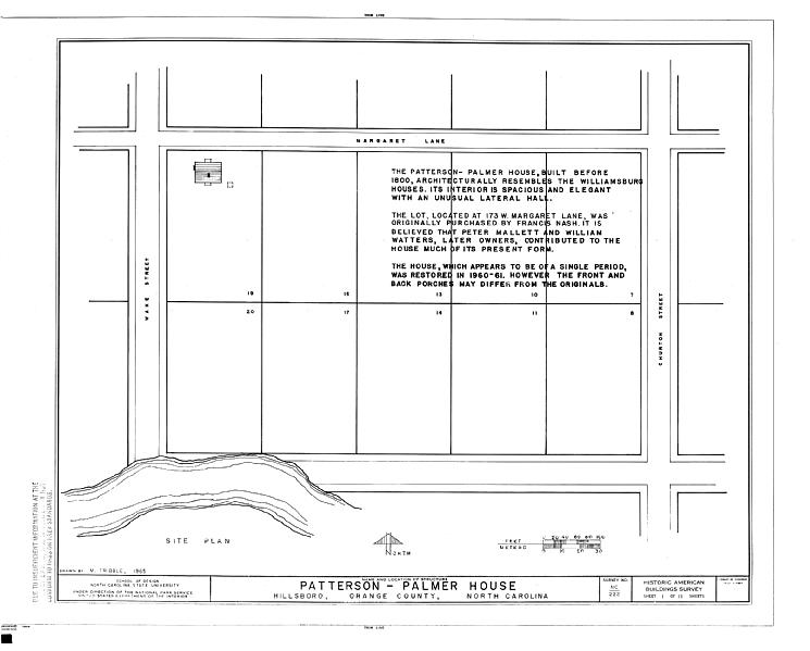 File:Palmer House, 173 West Margaret Lane, Hillsborough, Orange County, NC HABS NC,68-HILBO,12- (sheet 1 of 11).tif