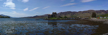Loch Duich and Eilean Donan Castle, with the Isle of Skye in the distance Panorama Eilean Donan Castle 2005-05-14.jpg