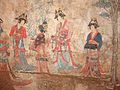 Khitan women wearing Tang-style ruqun; Baoshan tomb No.2 wall-painting of Liao dynasty.