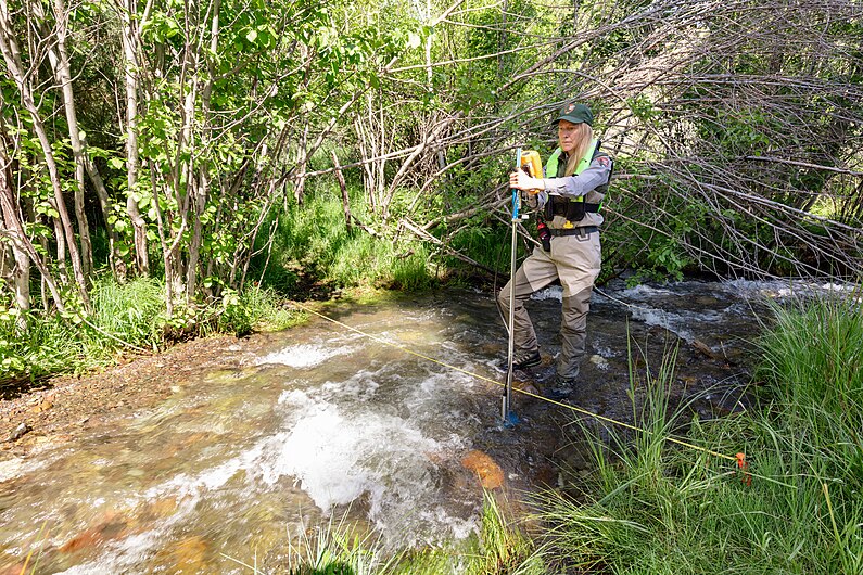 Park hydrologist, Erin White, taking high-precision water velocity measurements in Reese Creek (c55876b7-643d-40c9-ac39-9bfc8dba022f).jpg