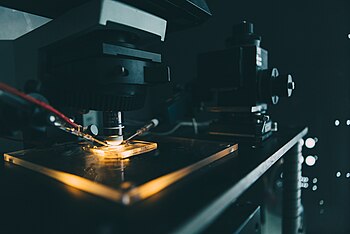 Close-up shot of microscope with patch-clamp techniques at the Bogomoletz Institute of physiology Романов Артур 5.208 out of 10, SD 2.911