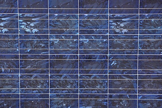 polycrystalline silicon crystals: detail of a photovoltaic panel