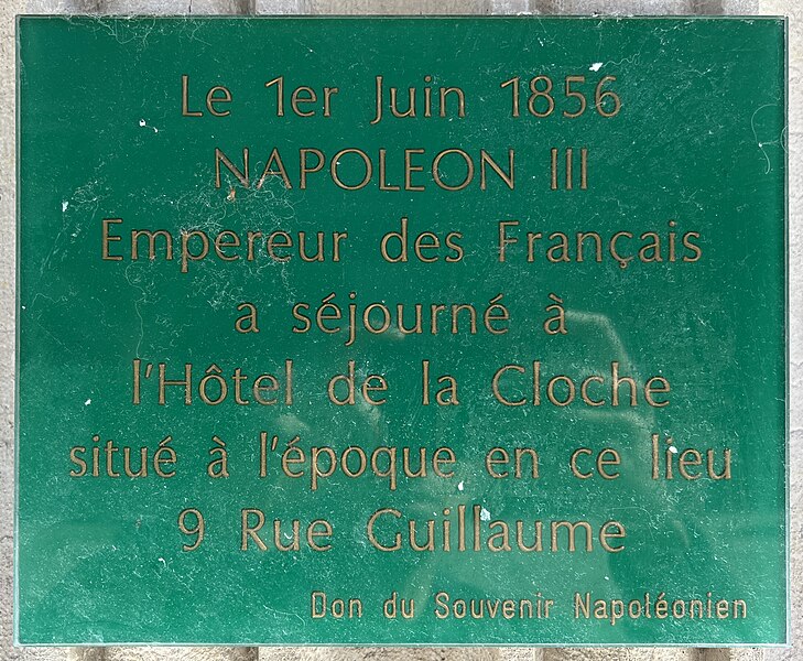 File:Plaque Séjour Napoléon III Hôtel Cloche 9 Rue Liberté - Dijon (FR21) - 2022-04-16 - 1.jpg