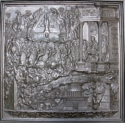 Martyrdom of Saint Peter, Filarete bronze door for the Old St. Peter's Basilica in Rome