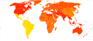 note: the countries which are generally more developed generally have a higher percentage of PTSD