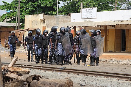 Police officers in Lome during the 2017 Togolese protests. Protests in Lome, Togo, 18 octobre 2017 03.jpg