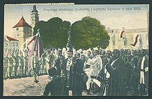 Polish Legions take an oath at the market square in Żywiec during World War I