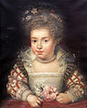 Henrietta Maria as a child label QS:Len,"Henrietta Maria as a child" label QS:Lpl,"Henrietta Maria jako dziecko" , 1611 (Galleria Palatina)