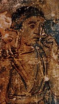 Fresco at Qusayr Amra Hamman (bath-house), an example of Umayyad art from Jordan, 8th century