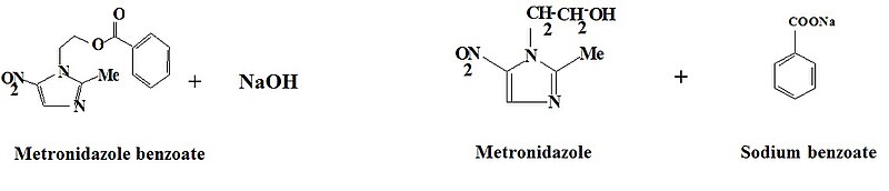 File:Reaction of Metronidazole benzoate Sodium Hydroxide.jpg - Wikimedia  Commons