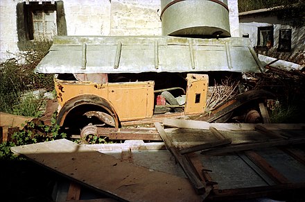 Remains of Dalai Lama's Dodge car. Lhasa, 1993
