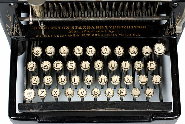 Remington 2 typewriter keyboard, 1878