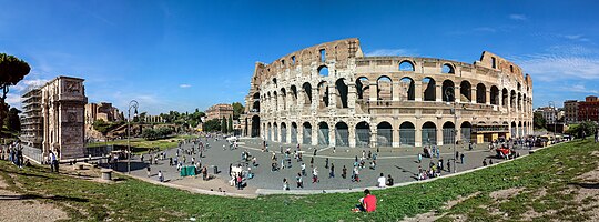 Panorama view of the Colosseum in Rome, Italy