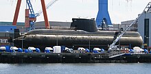 Greek submarine Papanikolis at the HDW's yard in Kiel, 2008 S-120 Papanikolis 1.jpg