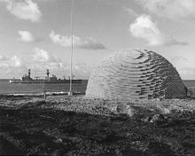 500 short tons (450 t) of high explosives awaiting detonation for Operation Sailor Hat. Sailor Hat Shot.jpg