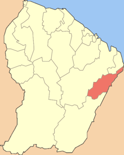 Location of the commune (in red) within French Guiana