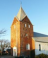 Unverdeckter Kirchturm (H = 31 m) der St. Nikolaus-Kirche in Ballum Sogn (2020)