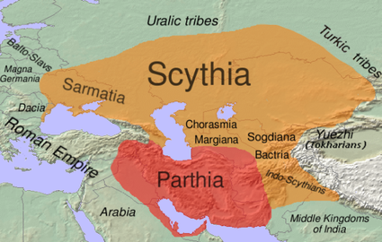 Scythia and Parthia in 100 BC.