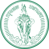 A round seal bearing the image of Indra riding Airavata among clouds, with the words "Krung Thep Maha Nakhon" (in Thai) across the top