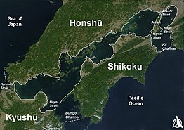 Kaart van Shikoku-chihō