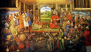 A 16th-century painting of Tahmasp I and Humayun celebrating Nowruz.