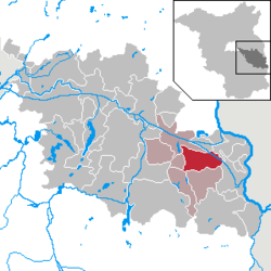 Elhelyezkedése Brandenburg térképén