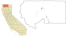 Siskiyou County California Incorporated and Unincorporated Obszary Dunsmuir Highlighted.svg