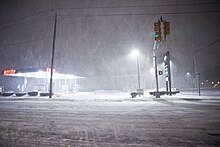 Blizzard conditions with heavy snow, high winds and reduced visibility in New Jersey Snowpocalypse Holiday Blizzard 2010 Route 46 Little Ferry New Jersey.jpg