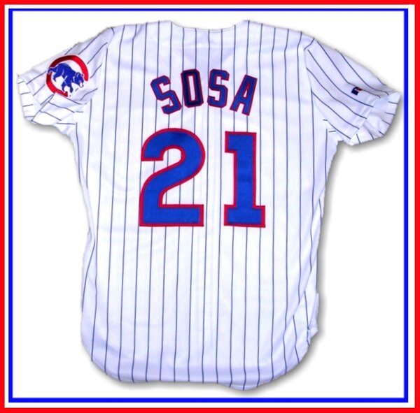 Sosa wore #21 with the Cubs in honor of his childhood idol Roberto Clemente.