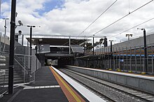 A modern, lowered train station