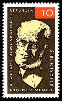 150. Geburtstag Menzels, aus dem Briefmarken-Jahrgang 1965 der Deutschen Post der DDR