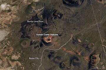 Sunset Crater from space, 2016