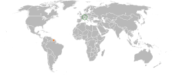 Lage von Suriname und Schweiz