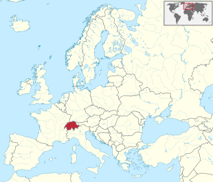 Localisation de la Suisse en Europe