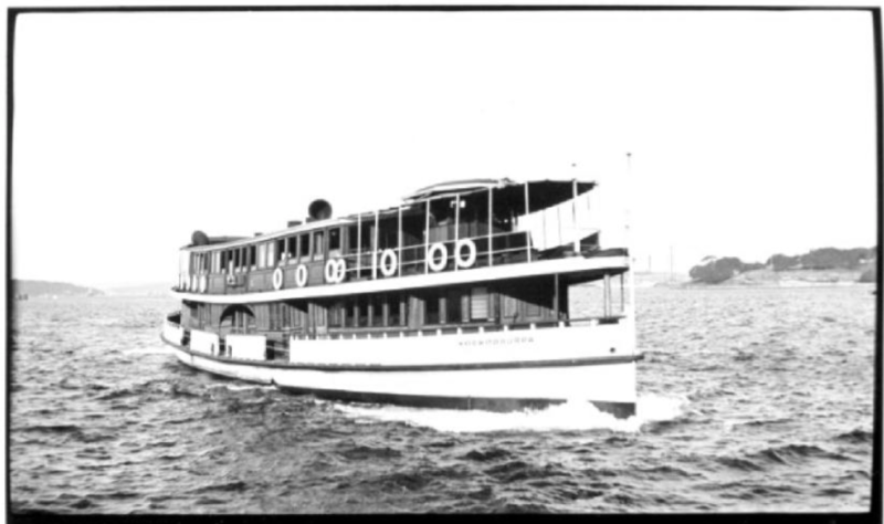 File:Sydney ferry KOOKOOBURRA in her original appearance early 20th century. by Sam Hood.png