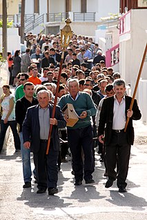 Ta Simantra-processie op Santorini, Griekenland