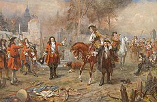 The Duke of Marlborough greeting Eugene of Savoy after their victory at Blenheim in 1704, a conflict in which the British and Austrians fought as allies. The Duke of Marlborough greeting Prince Eugene of Savoy after their victory at Blenheim.jpg