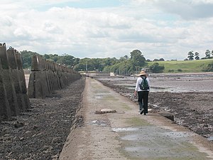 View of Cramond Causeway looking towards Cramond