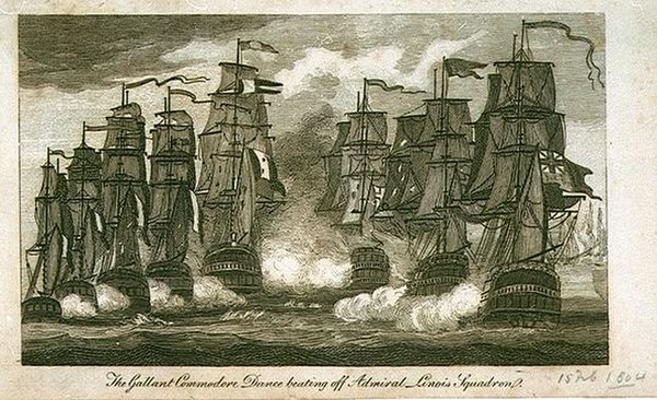 The Gallant Commodore Dance beating off Admiral Linois Squadron, unknown artist