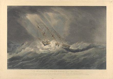 This Plate representing the Ship Woodford - Captain Alfred Chapman - 1824 - on her Passage from Madras to England (bow view) This Plate representing the Ship Woodford - Captain Alfred Chapman - 1824 - on her Passage from Madras to England (bow view) RMG PY8472.jpg