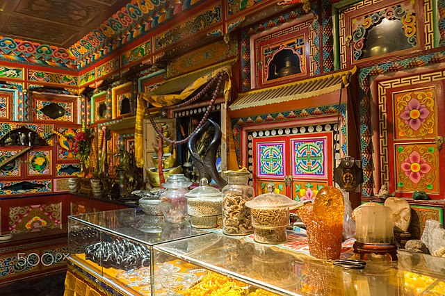 Inside of a Tibetan Buddhist monastery