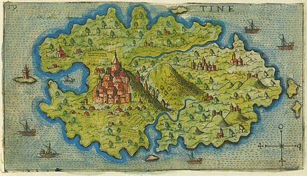Map of Tinos by Giacomo Franco (1597)