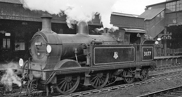 Auto-fitted ex-SE&CR 0-4-4T in 1958