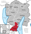 Location of the municipality of Tutzing in the Starnberg district