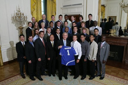 2006 NCAA soccer champions visit President George W. Bush at the White House