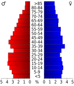 Age pyramid Bradley County USA Bradley County, Arkansas age pyramid.svg